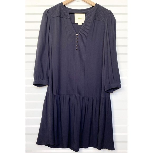 Anthropologie Dresses & Skirts - Anthropologie X Maeve Galina Blue Pintuck Quilted Drop Waist Dress | Size S